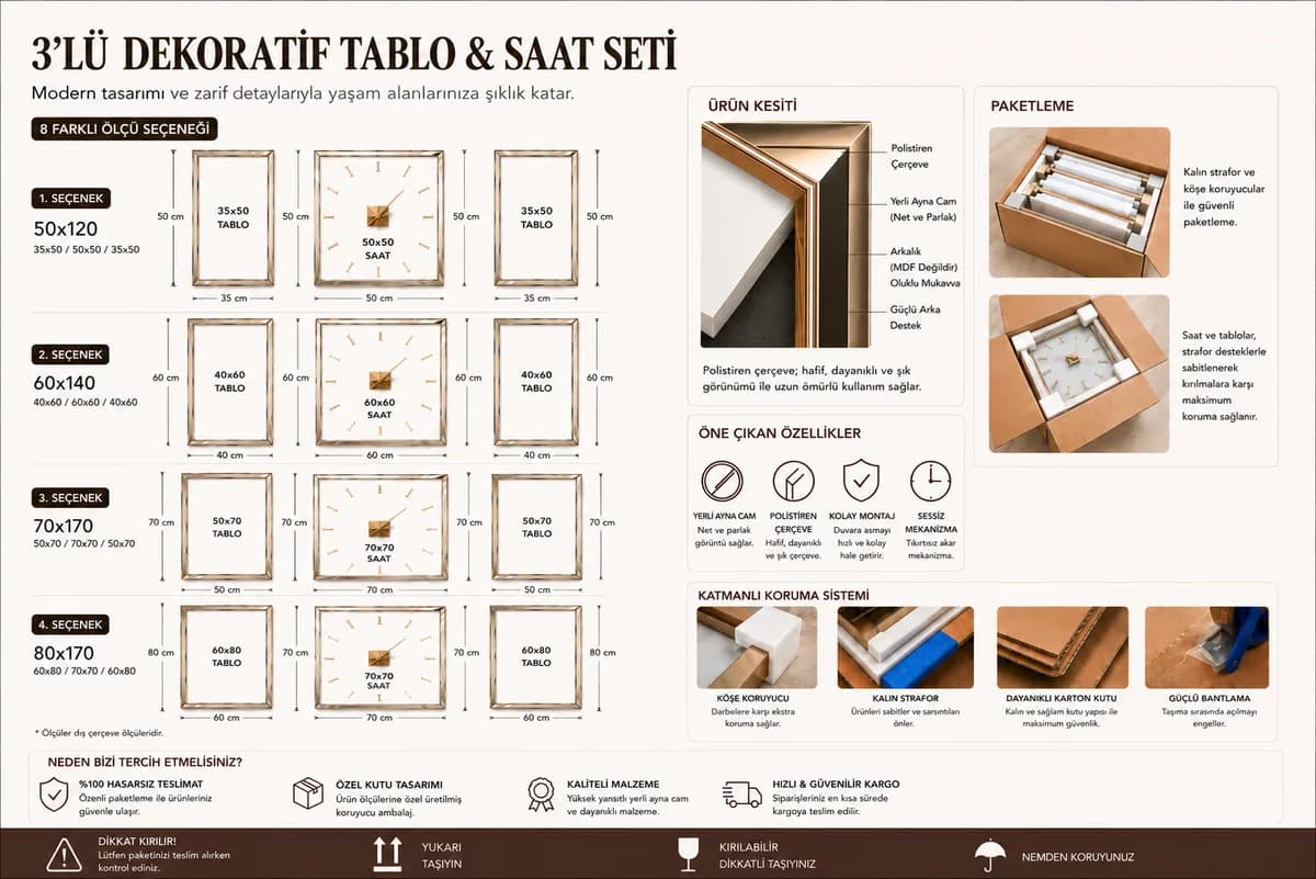 Tablo ve Saat Seti Ölçü Rehberi ürün görseli